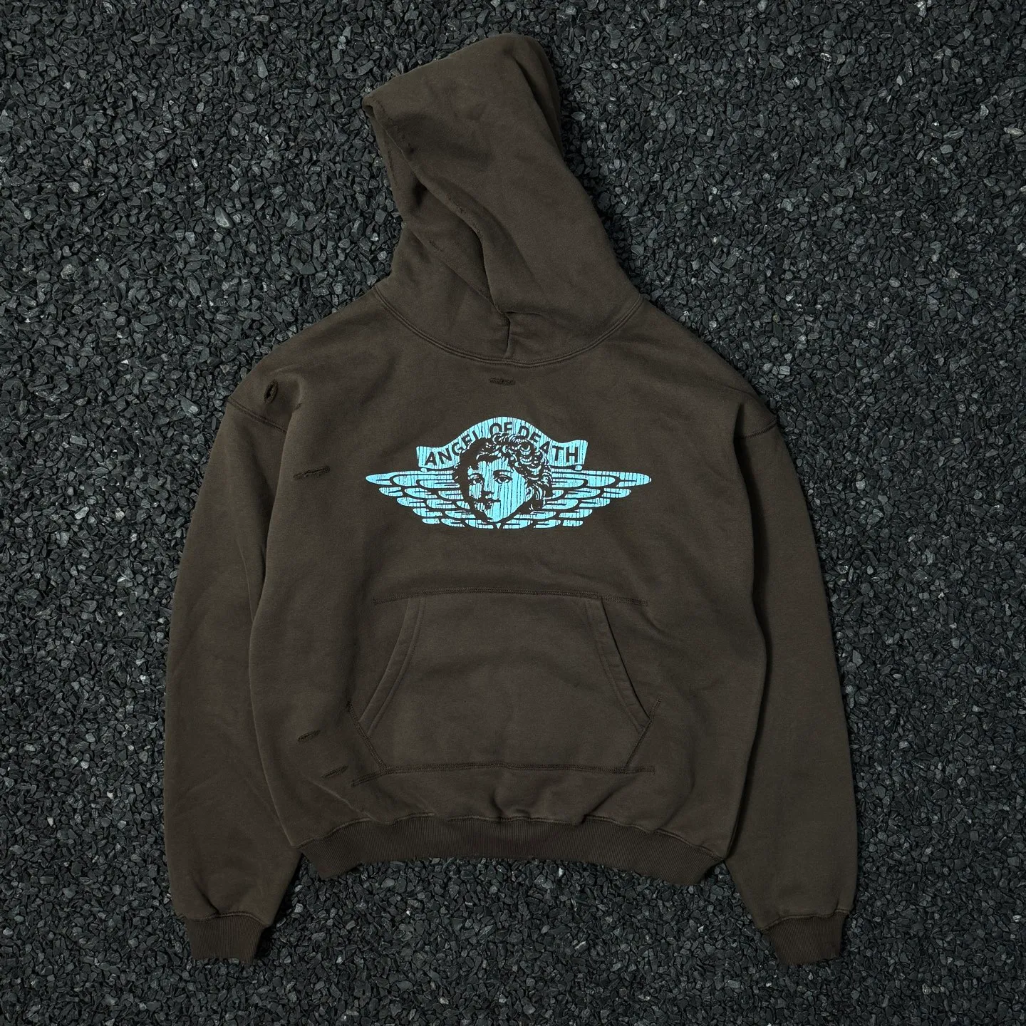 P248 # CHE-13 Saint Michael cho "Little Angel Limited" American retro hooded sweatshirt, washed and distressed, hand-made destruction process, brushed texture, brushed fabric, three-dimensional tailoring, splicing complex stitching process, size: S M L XL